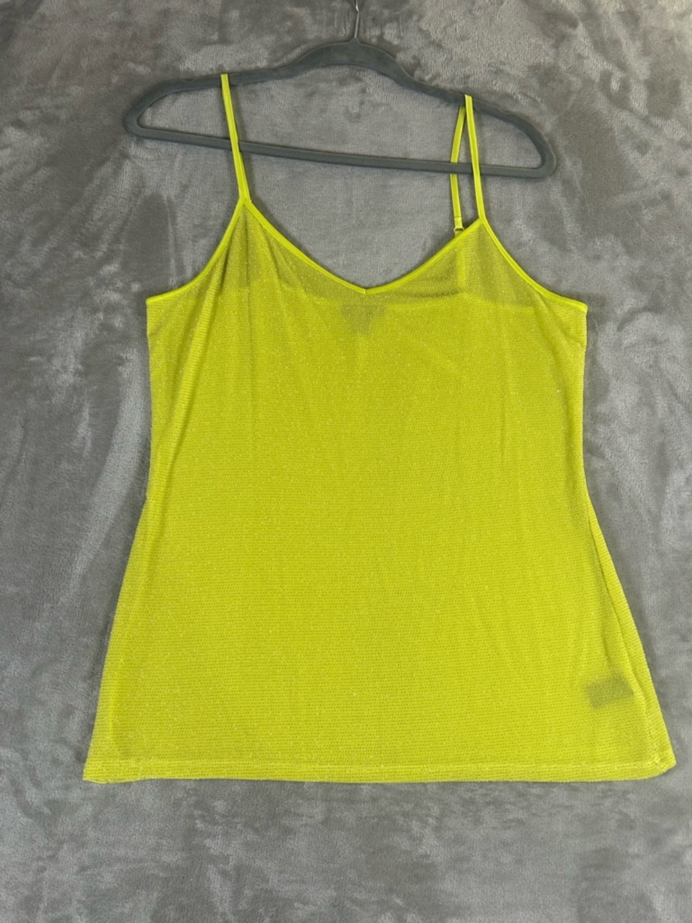 Express Sleek Lime Green metallic Spaghetti-Strap Camisole
